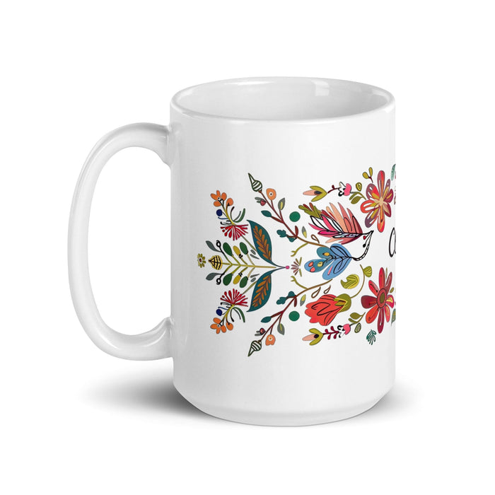 Claire Exclusive Name Art Piece Home Office Work Coffee Mug Mexican Spanish Pride Gift Cup One-Of-A-Kind Calligraphy White Glossy Mug | C4 Mexicada