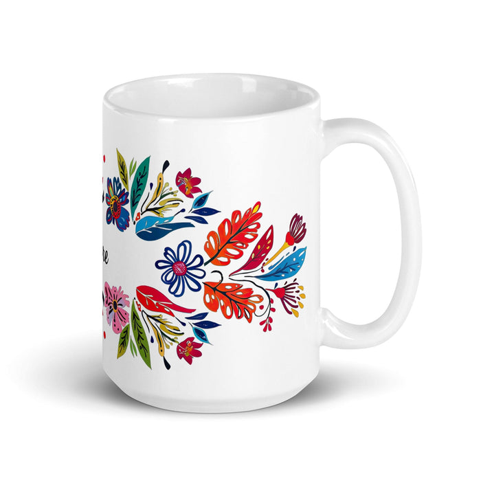 Claire Exclusive Name Art Piece Home Office Work Coffee Mug Mexican Spanish Pride Gift Cup One-Of-A-Kind Calligraphy White Glossy Mug | C6 Mexicada 15 oz