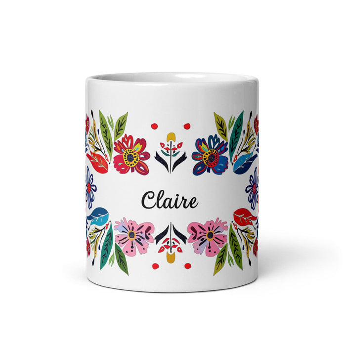 Claire Exclusive Name Art Piece Home Office Work Coffee Mug Mexican Spanish Pride Gift Cup One-Of-A-Kind Calligraphy White Glossy Mug | C6 Mexicada