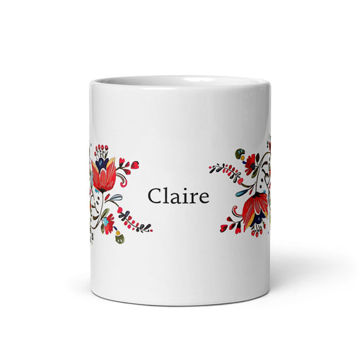 Claire Exclusive Name Art Piece Home Office Work Coffee Mug Mexican Spanish Pride Gift Cup One-Of-A-Kind Calligraphy White Glossy Mug | C8 Mexicada