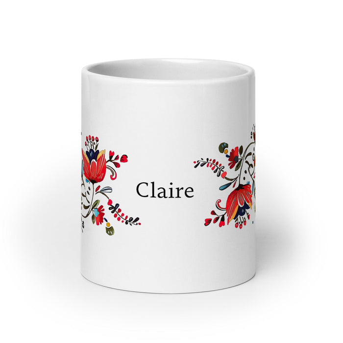 Claire Exclusive Name Art Piece Home Office Work Coffee Mug Mexican Spanish Pride Gift Cup One-Of-A-Kind Calligraphy White Glossy Mug | C8 Mexicada