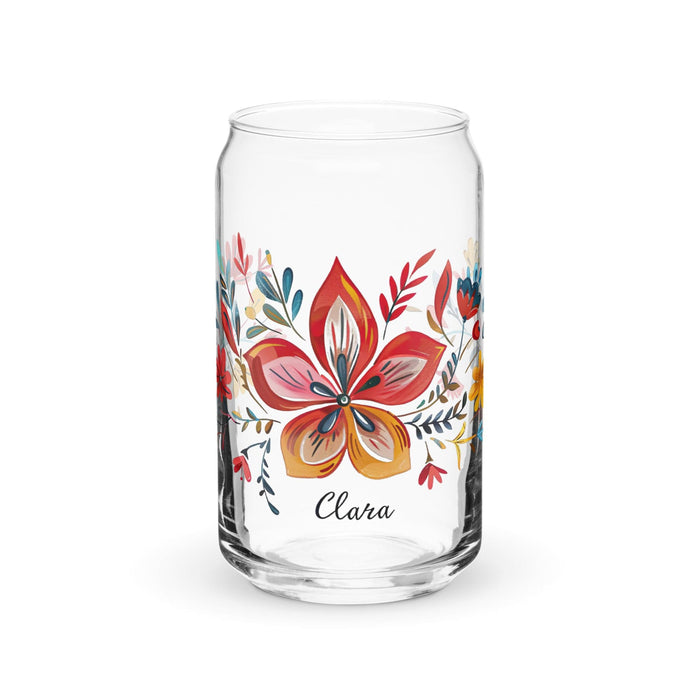 Clara Exclusive Name Art Piece Can-Shaped Glass Home Office Work Mexican Spanish Pride Gift Cup One-Of-A-Kind Calligraphy Glass | C1 Mexicada 16 oz