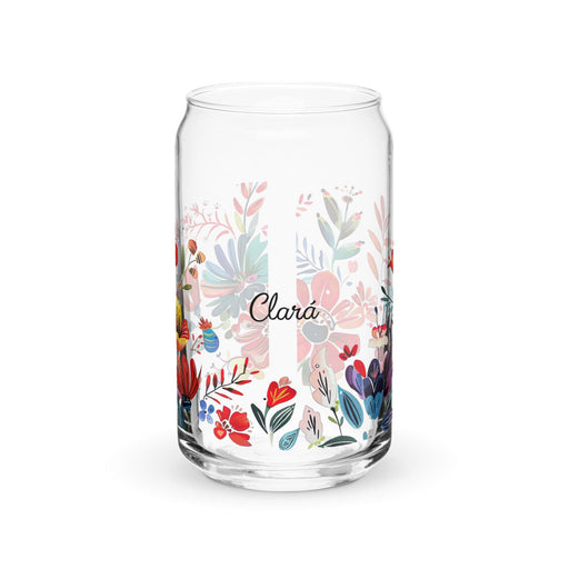 Clara Exclusive Name Art Piece Can-Shaped Glass Home Office Work Mexican Spanish Pride Gift Cup One-Of-A-Kind Calligraphy Glass | C2 Mexicada 16 oz