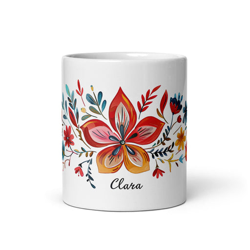 Clara Exclusive Name Art Piece Home Office Work Coffee Mug Mexican Spanish Pride Gift Cup One-Of-A-Kind Calligraphy White Glossy Mug | C1 Mexicada