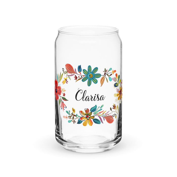 Clarisa Exclusive Name Art Piece Can-Shaped Glass Home Office Work Mexican Spanish Pride Gift Cup One-Of-A-Kind Calligraphy Glass | C1 Mexicada 16 oz