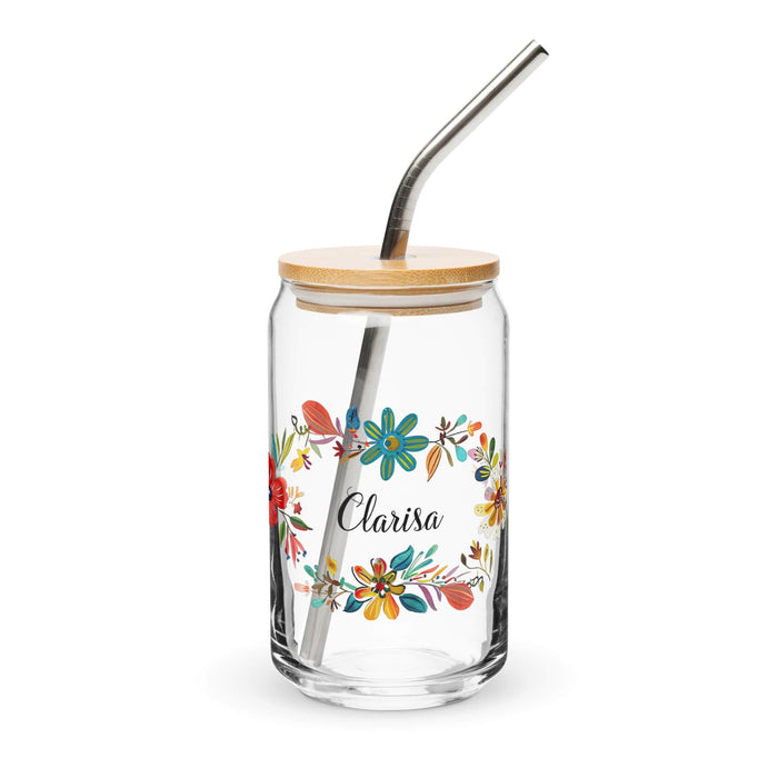 Clarisa Exclusive Name Art Piece Can-Shaped Glass Home Office Work Mexican Spanish Pride Gift Cup One-Of-A-Kind Calligraphy Glass | C1 Mexicada 16 oz With Lid & Straw