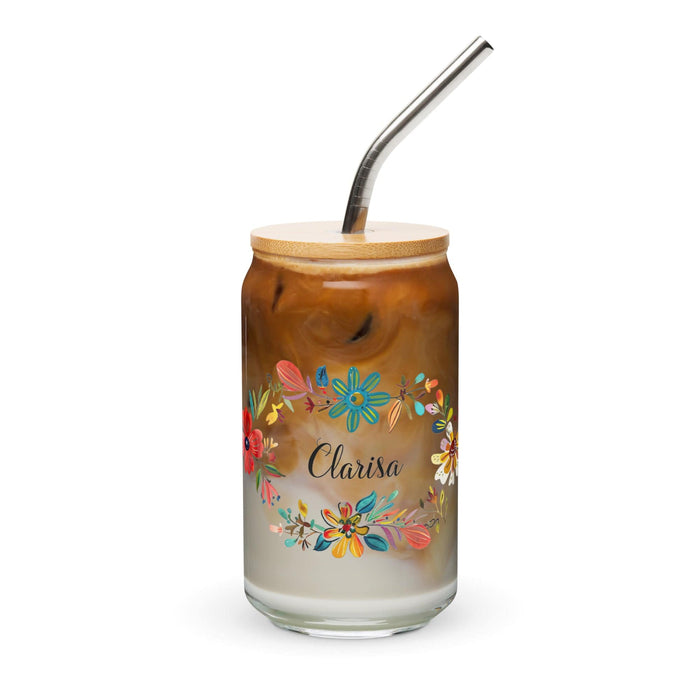 Clarisa Exclusive Name Art Piece Can-Shaped Glass Home Office Work Mexican Spanish Pride Gift Cup One-Of-A-Kind Calligraphy Glass | C1 Mexicada