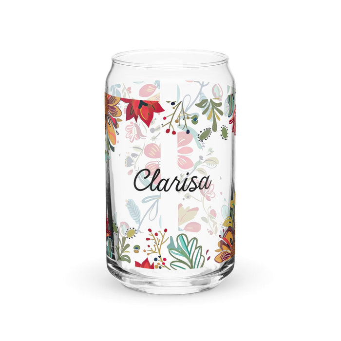 Clarisa Exclusive Name Art Piece Can-Shaped Glass Home Office Work Mexican Spanish Pride Gift Cup One-Of-A-Kind Calligraphy Glass | C10 Mexicada 16 oz