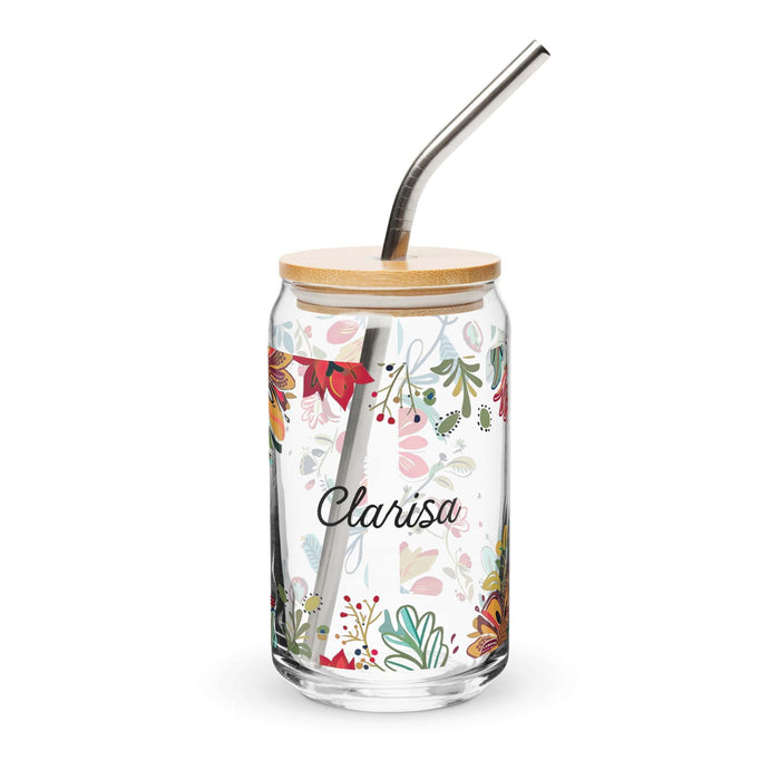 Clarisa Exclusive Name Art Piece Can-Shaped Glass Home Office Work Mexican Spanish Pride Gift Cup One-Of-A-Kind Calligraphy Glass | C10 Mexicada 16 oz With Lid & Straw