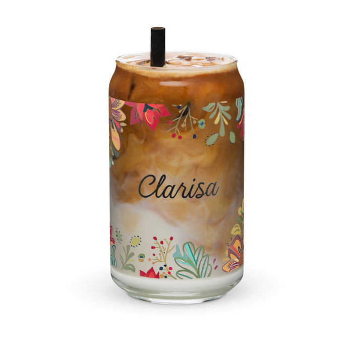 Clarisa Exclusive Name Art Piece Can-Shaped Glass Home Office Work Mexican Spanish Pride Gift Cup One-Of-A-Kind Calligraphy Glass | C10 Mexicada