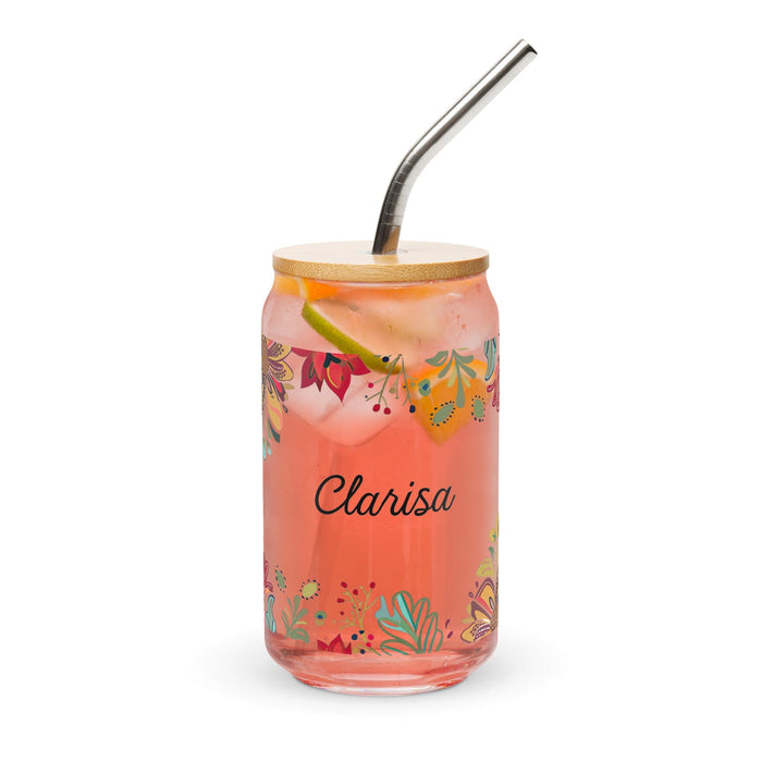 Clarisa Exclusive Name Art Piece Can-Shaped Glass Home Office Work Mexican Spanish Pride Gift Cup One-Of-A-Kind Calligraphy Glass | C10 Mexicada