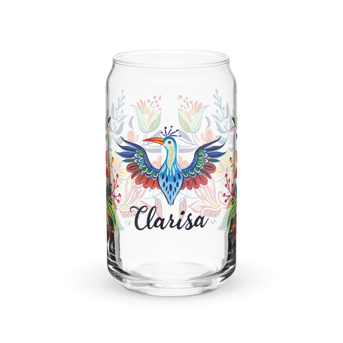 Clarisa Exclusive Name Art Piece Can-Shaped Glass Home Office Work Mexican Spanish Pride Gift Cup One-Of-A-Kind Calligraphy Glass | C11 Mexicada 16 oz