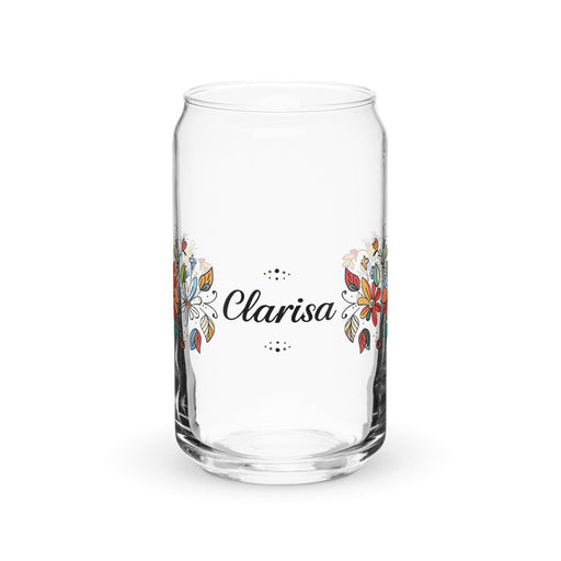 Clarisa Exclusive Name Art Piece Can-Shaped Glass Home Office Work Mexican Spanish Pride Gift Cup One-Of-A-Kind Calligraphy Glass | C12 Mexicada 16 oz