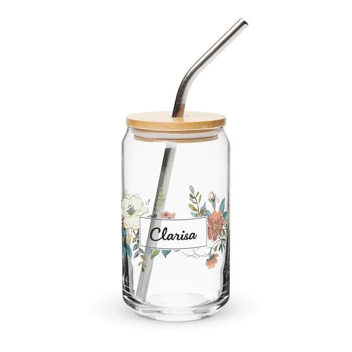 Clarisa Exclusive Name Art Piece Can-Shaped Glass Home Office Work Mexican Spanish Pride Gift Cup One-Of-A-Kind Calligraphy Glass | C13 Mexicada 16 oz With Lid & Straw