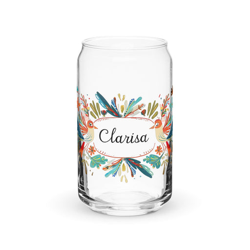 Clarisa Exclusive Name Art Piece Can-Shaped Glass Home Office Work Mexican Spanish Pride Gift Cup One-Of-A-Kind Calligraphy Glass | C17 Mexicada 16 oz