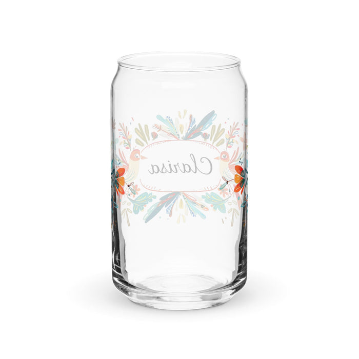 Clarisa Exclusive Name Art Piece Can-Shaped Glass Home Office Work Mexican Spanish Pride Gift Cup One-Of-A-Kind Calligraphy Glass | C17 Mexicada