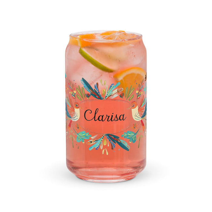 Clarisa Exclusive Name Art Piece Can-Shaped Glass Home Office Work Mexican Spanish Pride Gift Cup One-Of-A-Kind Calligraphy Glass | C17 Mexicada