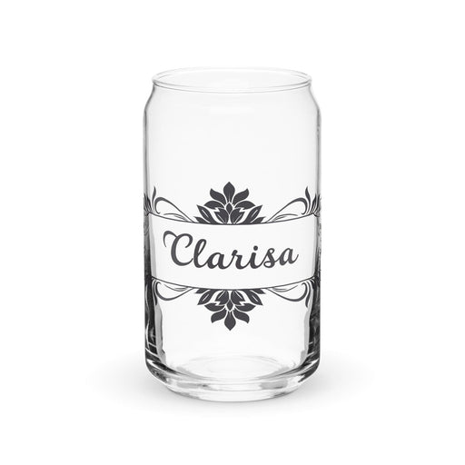 Clarisa Exclusive Name Art Piece Can-Shaped Glass Home Office Work Mexican Spanish Pride Gift Cup One-Of-A-Kind Calligraphy Glass | C19 Mexicada 16 oz