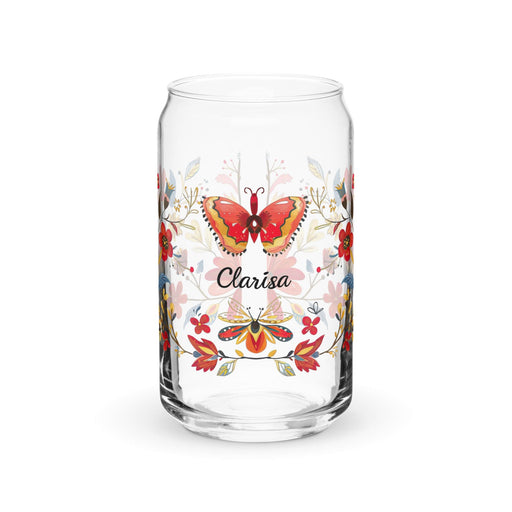 Clarisa Exclusive Name Art Piece Can-Shaped Glass Home Office Work Mexican Spanish Pride Gift Cup One-Of-A-Kind Calligraphy Glass | C20 Mexicada 16 oz