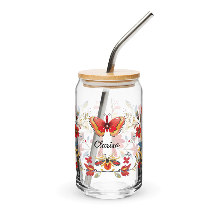 Clarisa Exclusive Name Art Piece Can-Shaped Glass Home Office Work Mexican Spanish Pride Gift Cup One-Of-A-Kind Calligraphy Glass | C20 Mexicada 16 oz With Lid & Straw