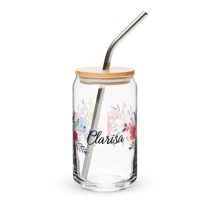 Clarisa Exclusive Name Art Piece Can-Shaped Glass Home Office Work Mexican Spanish Pride Gift Cup One-Of-A-Kind Calligraphy Glass | C22 Mexicada 16 oz With Lid & Straw