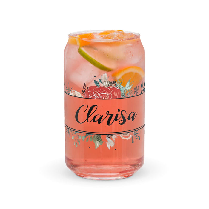 Clarisa Exclusive Name Art Piece Can-Shaped Glass Home Office Work Mexican Spanish Pride Gift Cup One-Of-A-Kind Calligraphy Glass | C23 Mexicada