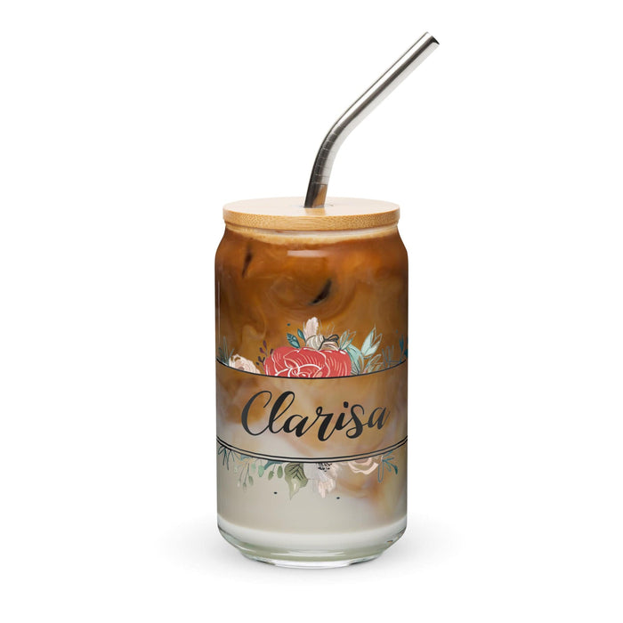 Clarisa Exclusive Name Art Piece Can-Shaped Glass Home Office Work Mexican Spanish Pride Gift Cup One-Of-A-Kind Calligraphy Glass | C23 Mexicada