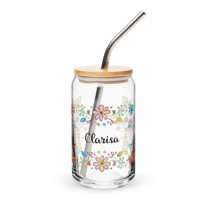 Clarisa Exclusive Name Art Piece Can-Shaped Glass Home Office Work Mexican Spanish Pride Gift Cup One-Of-A-Kind Calligraphy Glass | C25 Mexicada 16 oz With Lid & Straw