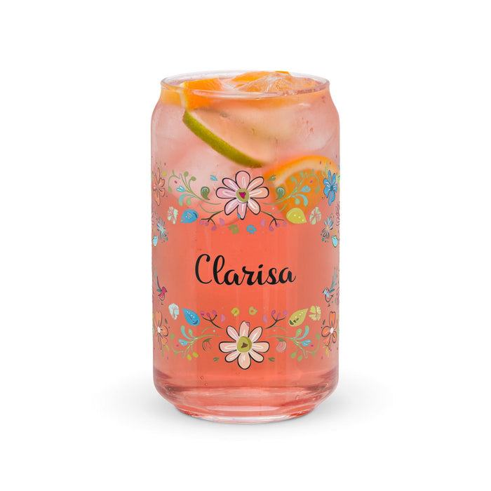 Clarisa Exclusive Name Art Piece Can-Shaped Glass Home Office Work Mexican Spanish Pride Gift Cup One-Of-A-Kind Calligraphy Glass | C25 Mexicada