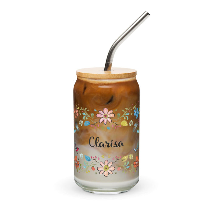 Clarisa Exclusive Name Art Piece Can-Shaped Glass Home Office Work Mexican Spanish Pride Gift Cup One-Of-A-Kind Calligraphy Glass | C25 Mexicada