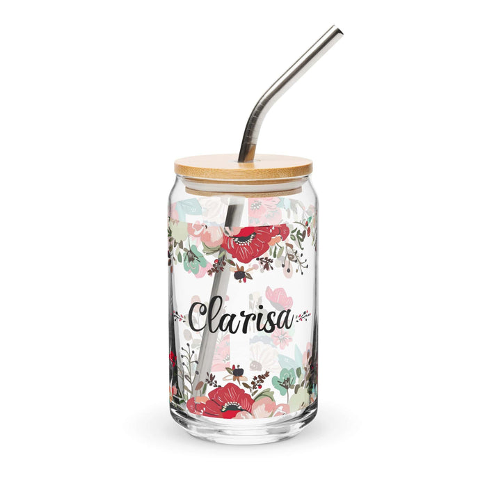 Clarisa Exclusive Name Art Piece Can-Shaped Glass Home Office Work Mexican Spanish Pride Gift Cup One-Of-A-Kind Calligraphy Glass | C26 Mexicada 16 oz With Lid & Straw