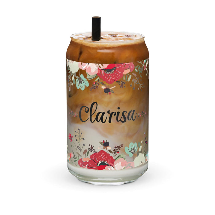 Clarisa Exclusive Name Art Piece Can-Shaped Glass Home Office Work Mexican Spanish Pride Gift Cup One-Of-A-Kind Calligraphy Glass | C26 Mexicada