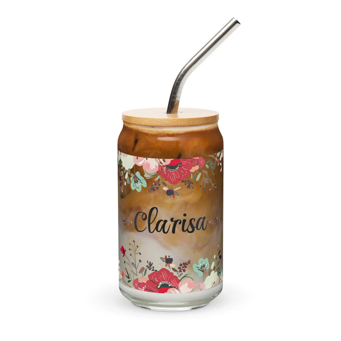 Clarisa Exclusive Name Art Piece Can-Shaped Glass Home Office Work Mexican Spanish Pride Gift Cup One-Of-A-Kind Calligraphy Glass | C26 Mexicada