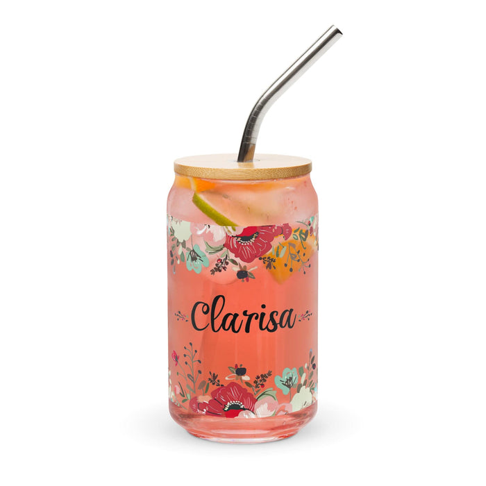 Clarisa Exclusive Name Art Piece Can-Shaped Glass Home Office Work Mexican Spanish Pride Gift Cup One-Of-A-Kind Calligraphy Glass | C26 Mexicada