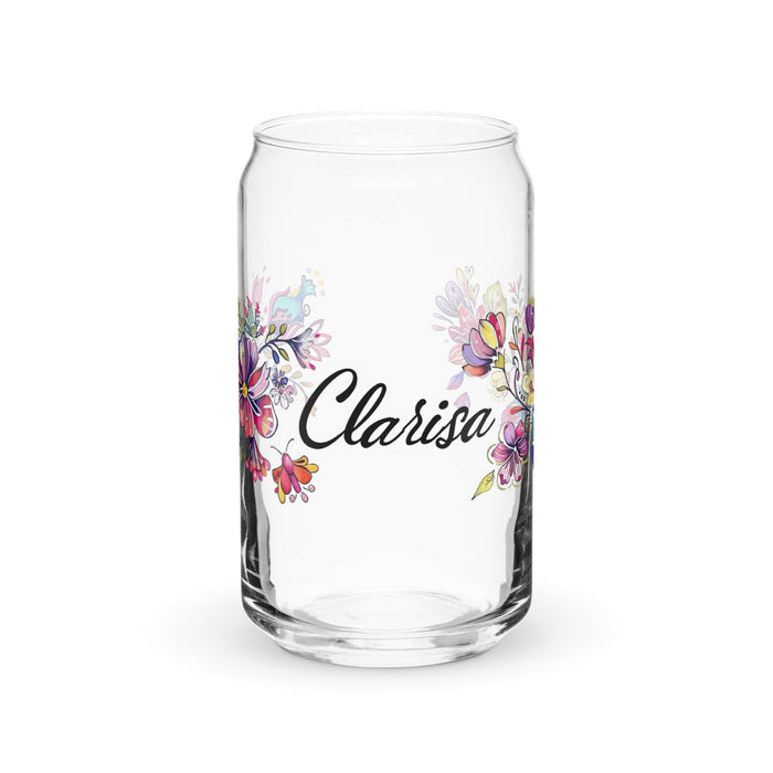 Clarisa Exclusive Name Art Piece Can-Shaped Glass Home Office Work Mexican Spanish Pride Gift Cup One-Of-A-Kind Calligraphy Glass | C3 Mexicada 16 oz