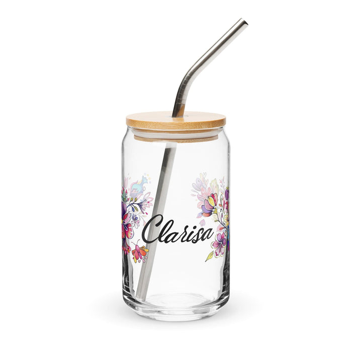 Clarisa Exclusive Name Art Piece Can-Shaped Glass Home Office Work Mexican Spanish Pride Gift Cup One-Of-A-Kind Calligraphy Glass | C3 Mexicada 16 oz With Lid & Straw