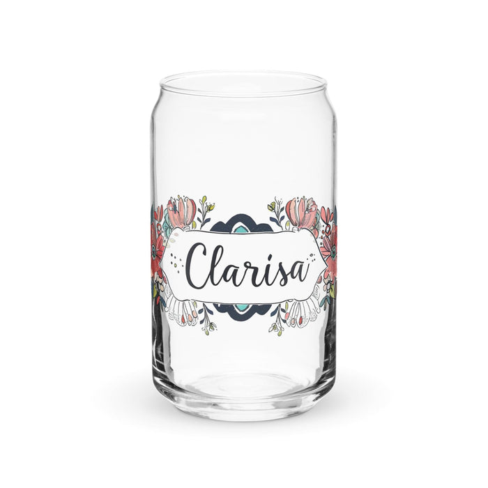 Clarisa Exclusive Name Art Piece Can-Shaped Glass Home Office Work Mexican Spanish Pride Gift Cup One-Of-A-Kind Calligraphy Glass | C5 Mexicada 16 oz