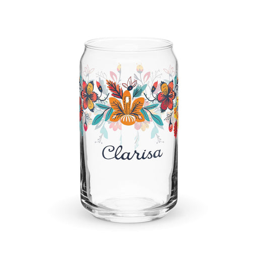 Clarisa Exclusive Name Art Piece Can-Shaped Glass Home Office Work Mexican Spanish Pride Gift Cup One-Of-A-Kind Calligraphy Glass | C6 Mexicada 16 oz