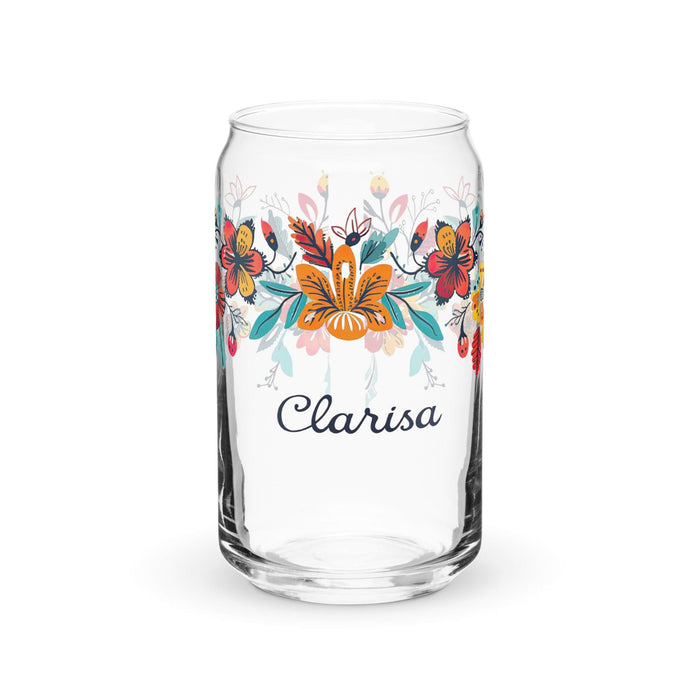 Clarisa Exclusive Name Art Piece Can-Shaped Glass Home Office Work Mexican Spanish Pride Gift Cup One-Of-A-Kind Calligraphy Glass | C6 Mexicada 16 oz