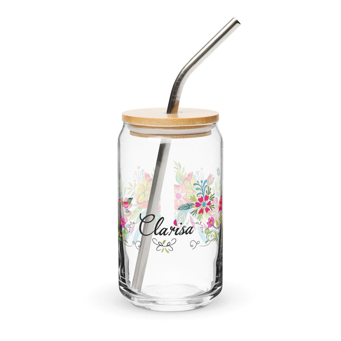 Clarisa Exclusive Name Art Piece Can-Shaped Glass Home Office Work Mexican Spanish Pride Gift Cup One-Of-A-Kind Calligraphy Glass | C8 Mexicada 16 oz With Lid & Straw