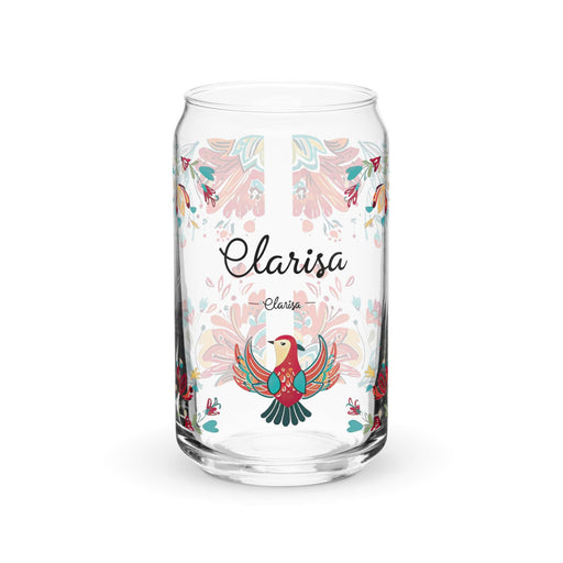 Clarisa Exclusive Name Art Piece Can-Shaped Glass Home Office Work Mexican Spanish Pride Gift Cup One-Of-A-Kind Calligraphy Glass | C9 Mexicada 16 oz