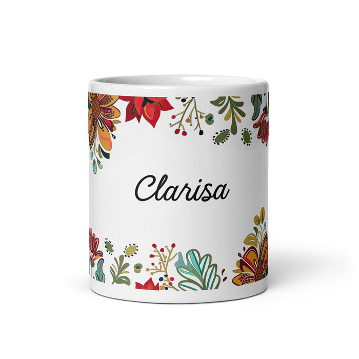 Clarisa Exclusive Name Art Piece Home Office Work Coffee Mug Mexican Spanish Pride Gift Cup One-Of-A-Kind Calligraphy White Glossy Mug | C10 Mexicada