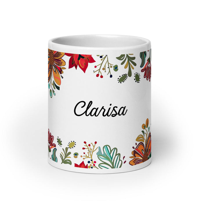 Clarisa Exclusive Name Art Piece Home Office Work Coffee Mug Mexican Spanish Pride Gift Cup One-Of-A-Kind Calligraphy White Glossy Mug | C10 Mexicada