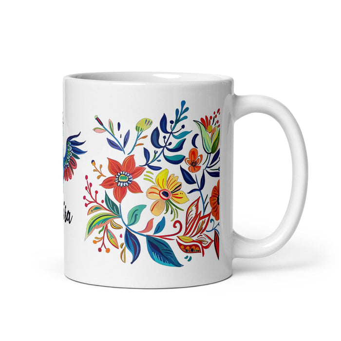 Clarisa Exclusive Name Art Piece Home Office Work Coffee Mug Mexican Spanish Pride Gift Cup One-Of-A-Kind Calligraphy White Glossy Mug | C11 Mexicada 11 oz