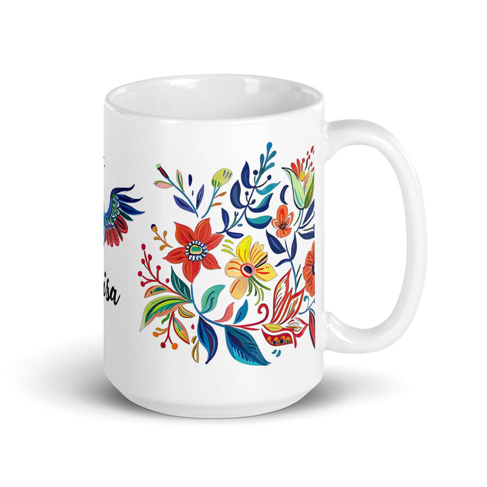 Clarisa Exclusive Name Art Piece Home Office Work Coffee Mug Mexican Spanish Pride Gift Cup One-Of-A-Kind Calligraphy White Glossy Mug | C11 Mexicada 15 oz