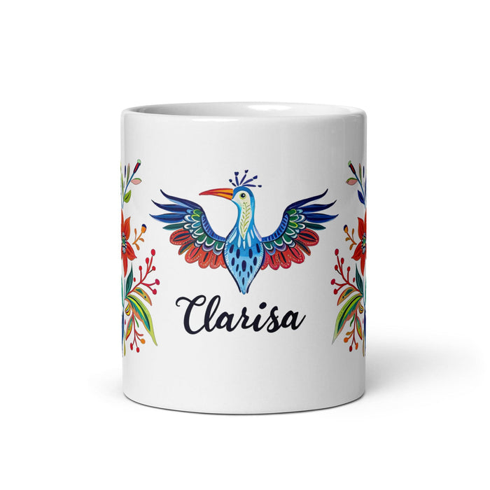 Clarisa Exclusive Name Art Piece Home Office Work Coffee Mug Mexican Spanish Pride Gift Cup One-Of-A-Kind Calligraphy White Glossy Mug | C11 Mexicada