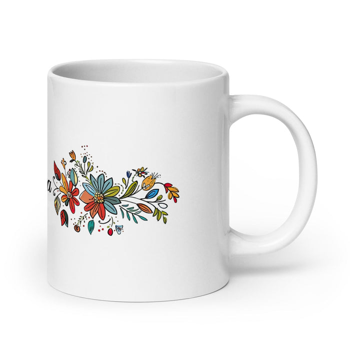 Clarisa Exclusive Name Art Piece Home Office Work Coffee Mug Mexican Spanish Pride Gift Cup One-Of-A-Kind Calligraphy White Glossy Mug | C12 Mexicada 20 oz