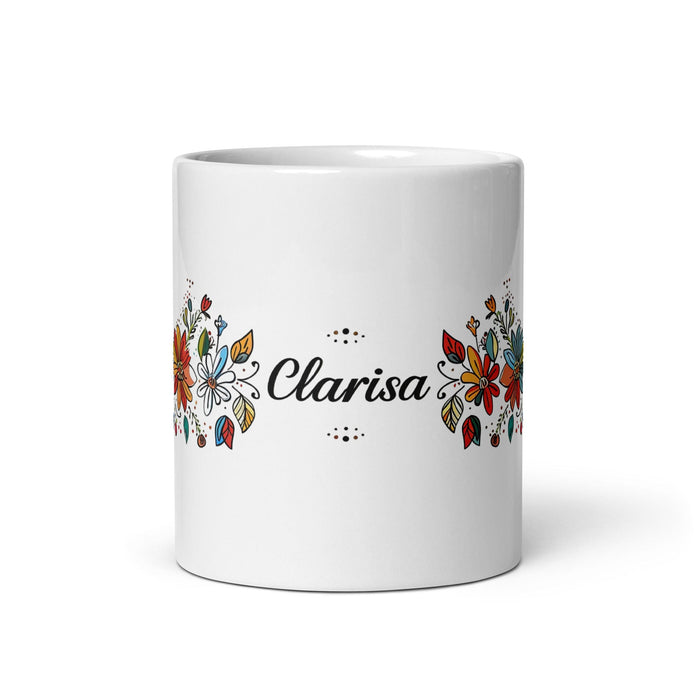 Clarisa Exclusive Name Art Piece Home Office Work Coffee Mug Mexican Spanish Pride Gift Cup One-Of-A-Kind Calligraphy White Glossy Mug | C12 Mexicada