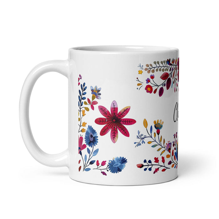 Clarisa Exclusive Name Art Piece Home Office Work Coffee Mug Mexican Spanish Pride Gift Cup One-Of-A-Kind Calligraphy White Glossy Mug | C14 Mexicada