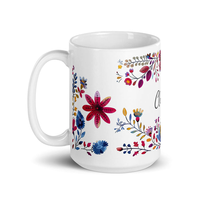 Clarisa Exclusive Name Art Piece Home Office Work Coffee Mug Mexican Spanish Pride Gift Cup One-Of-A-Kind Calligraphy White Glossy Mug | C14 Mexicada